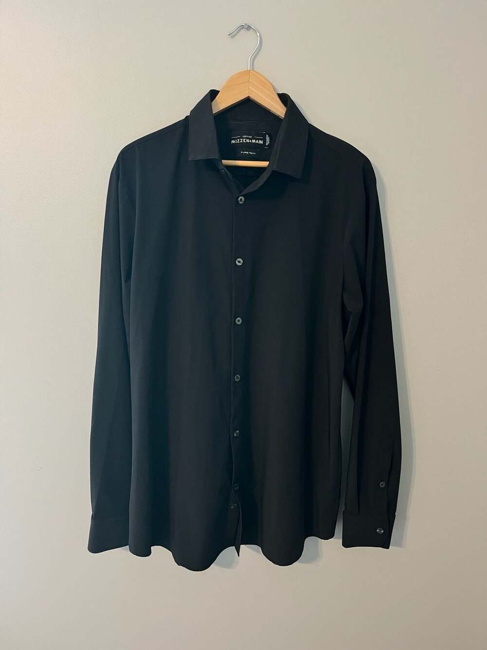 Mizzen + Main Leeward, Long Sleeve Button Down Dress Shirt, Black, XL Trim Fit